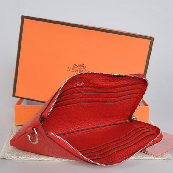 1:1 Quality Hermes Zipper Cards Wallet Togo Leather A908 Red Replica - Click Image to Close